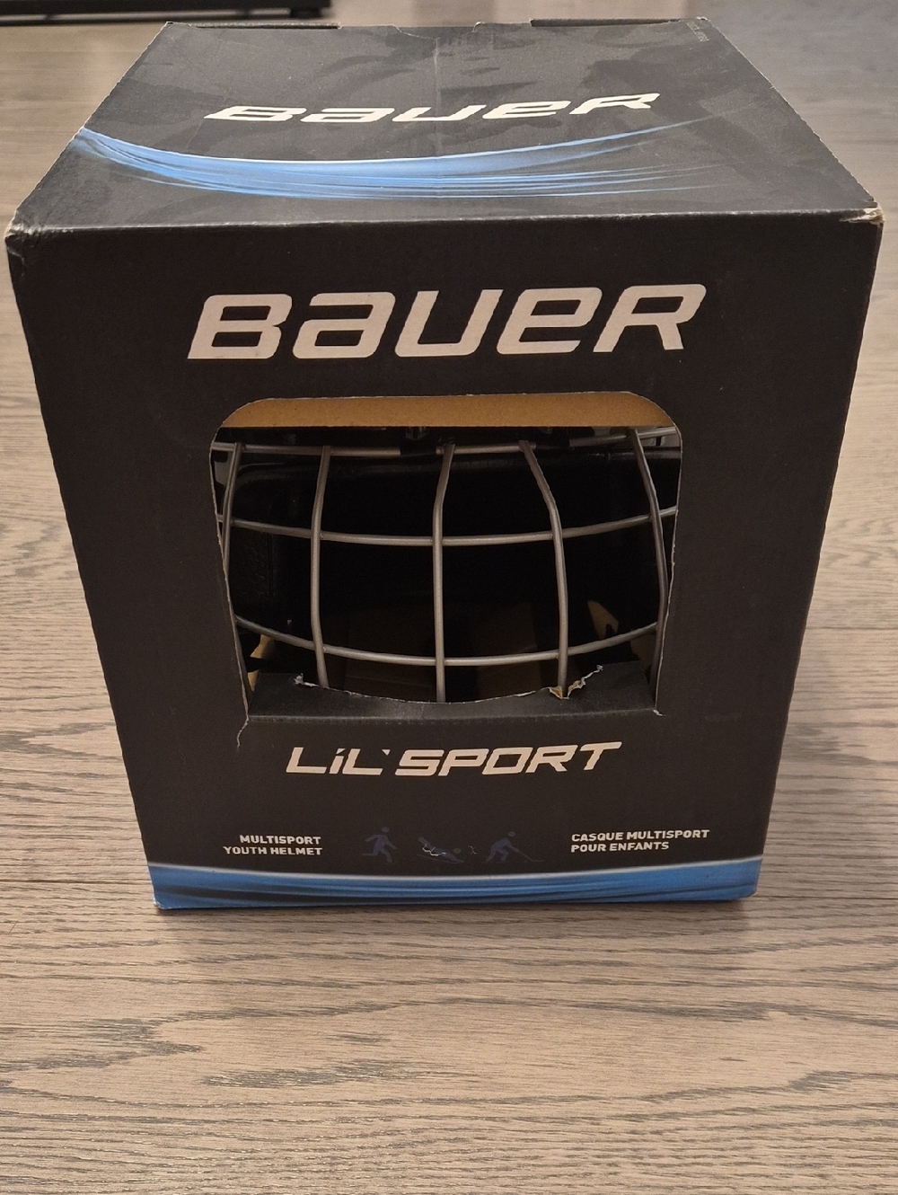 Bauer Lil' Sport Youth Helmet - Black Shell with Gray Cage New